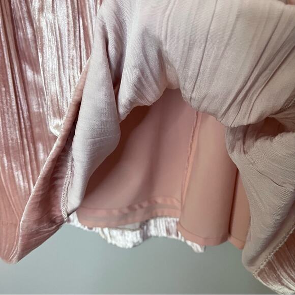 Garnet Hill Silk Blend Crinkle Velvet Stretch Waist Midi Skirt Ballet Pink Sz 12 - Picture 4 of 9